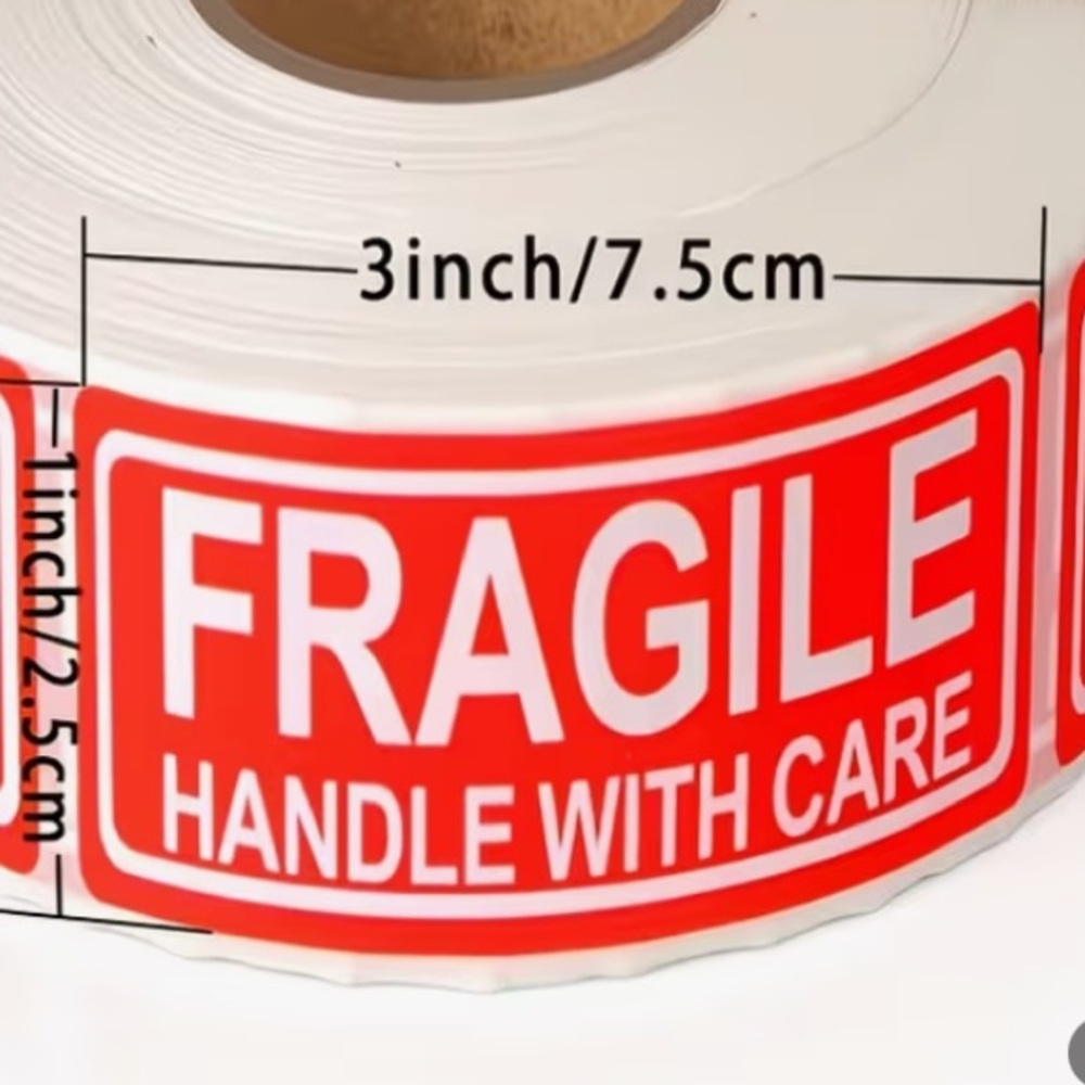 Red Fragile Handle With Care stickers - Picture 2 of 2